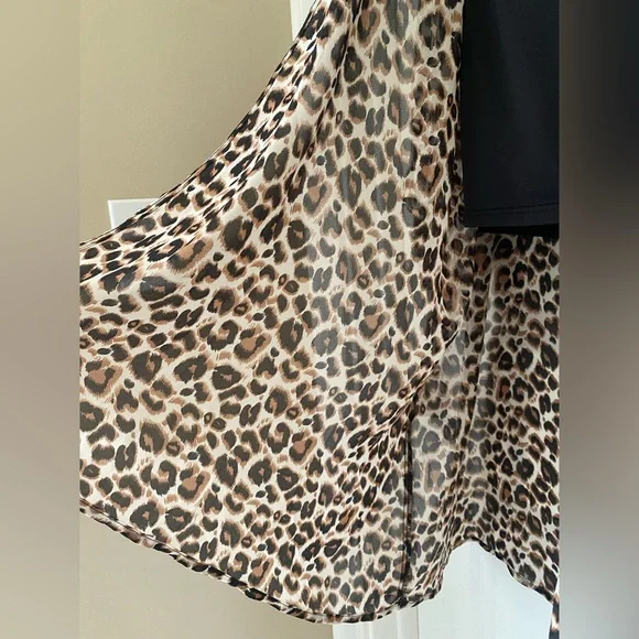 Kate Kasin Chiffon Leopard Cape Swim Cover Up Kimono - Picture 4 of 6